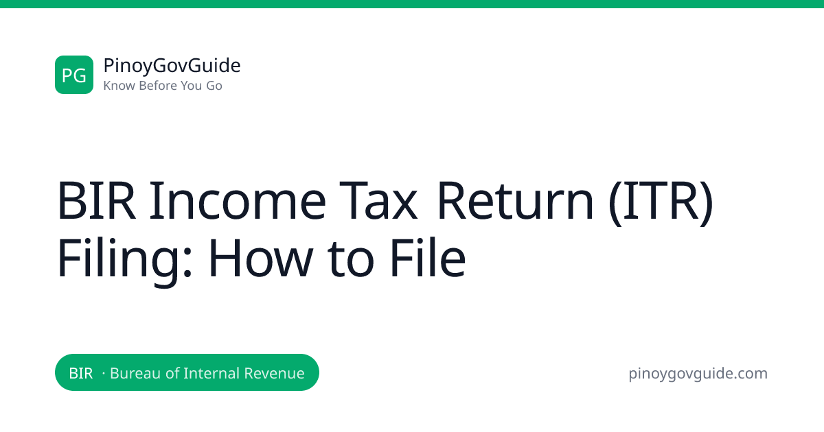 BIR Income Tax Return (ITR) Filing: How to File | PinoyGovGuide