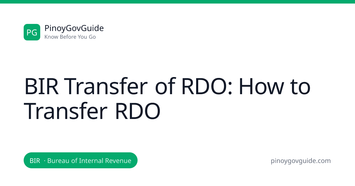 BIR Transfer of RDO: How to Transfer RDO | PinoyGovGuide